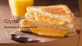  Presentation with breakfast sandwich - PPT layouts having homemade grilled cheese sandwich background and a yellow colored foreground