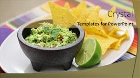  Presentation with tortilla - Theme enhanced with homemade-guacamole-with-tortilla-chips background and a yellow colored foreground