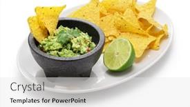  Presentation with tortilla - Presentation design enhanced with homemade-guacamole-with-tortilla-chips background and a white colored foreground