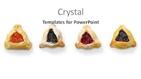  Presentation with happy holiday - PPT theme consisting of homemade-hamantaschen-cookies-for-happy background and a white colored foreground