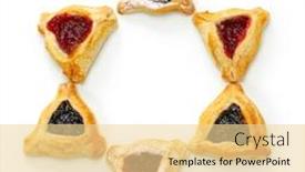  Presentation with happy holiday - Beautiful PPT layouts featuring homemade-hamantaschen-cookies-for-happy backdrop and a blonde colored foreground