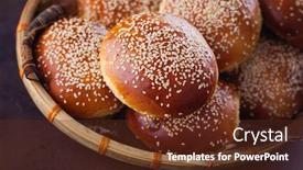  Presentation with hamburger - Audience pleasing presentation design consisting of homemade hamburger buns backdrop and a tawny brown colored foreground