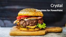  Presentation with hamburger - Audience pleasing PPT layouts consisting of homemade hamburger with fresh vegetables backdrop and a dark gray colored foreground