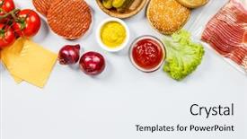 Presentation with hamburger - Presentation having homemade hamburgers flat lay background and a sky blue colored foreground