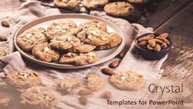  Presentation with almond - Presentation theme enhanced with homemade-healthy-almond-cookies background and a coral colored foreground