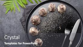  Presentation with vegetarian - PPT theme with homemade-healthy-vegetarian-chocolate-sweets background and a dark gray colored foreground