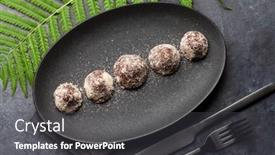  Presentation with vegetarian - Audience pleasing presentation theme consisting of homemade-healthy-vegetarian-chocolate-sweets backdrop and a dark gray colored foreground