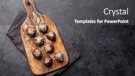  Presentation with sweets - Presentation design featuring homemade-healthy-vegetarian-chocolate-sweets background and a dark gray colored foreground