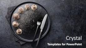  Presentation with sweets - Theme featuring homemade-healthy-vegetarian-chocolate-sweets background and a dark gray colored foreground