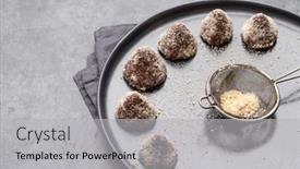  Presentation with sweets - Slides having homemade-healthy-vegetarian-chocolate-sweets background and a  colored foreground