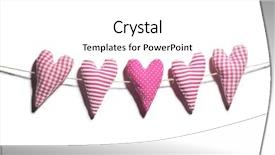  Presentation with hearts - Slide deck with homemade hearts hanging on clothes background and a white colored foreground