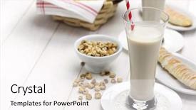  Presentation with soft drink - Slide set consisting of homemade horchata and fartons spanish valencia soft drink and bread background and a pink colored foreground