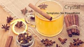  Presentation with cider - Presentation design with homemade hot apple cider with spices background and a coral colored foreground