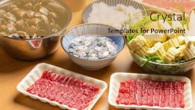  Presentation with meat - PPT layouts with homemade-hot-pot-with-seafood background and a yellow colored foreground