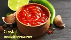  Presentation with hot sauce - Amazing presentation having homemade hot sauce and spices backdrop and a tawny brown colored foreground