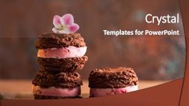  Presentation with ice cream popsicles organic dietary - PPT theme having homemade ice cream cookies sandwiches background and a  colored foreground