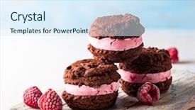  Presentation with chocolate ice cream - Audience pleasing slides consisting of homemade ice cream cookies sandwiches backdrop and a sky blue colored foreground