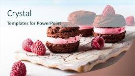  Presentation with tropical ice cream - Cool new PPT theme with homemade ice cream cookies sandwiches backdrop and a sky blue colored foreground