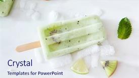  Presentation with ice cream popsicles organic dietary - Slide deck consisting of homemade ice cream background and a sky blue colored foreground