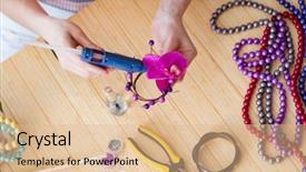  Presentation with jewelry - Audience pleasing presentation theme consisting of homemade instruments - woman making jewelry at home backdrop and a lemonade colored foreground
