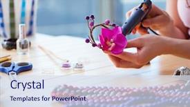  Presentation with jewelry crafts - Amazing presentation having homemade instruments - woman making jewelry at home backdrop and a sky blue colored foreground