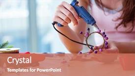  Presentation with jewelry - PPT layouts featuring homemade instruments - woman making jewelry at home background and a coral colored foreground