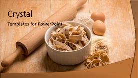  Presentation with exotic unique homemade soap - Amazing slide deck having homemade integral pasta with ingredients backdrop and a coral colored foreground