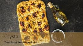 Presentation with pastries - Cool new presentation theme with homemade-italian-focaccia-traditional-italian backdrop and a gold colored foreground