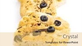  Presentation with pastries - Colorful theme enhanced with homemade-italian-focaccia-with-olives backdrop and a yellow colored foreground