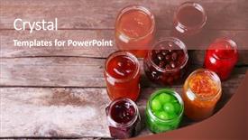  Presentation with jam - Theme featuring homemade-jars-of-fruits-jam background and a coral colored foreground
