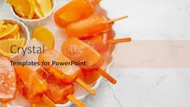  Presentation with white marble plate marble - Audience pleasing slide set consisting of homemade-juicy-orange-popsicles-placed backdrop and a gold colored foreground