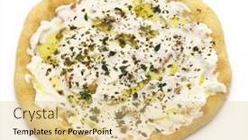  Presentation with brown sugar isolated on white - Colorful presentation theme enhanced with homemade-labneh-manakeesh-isolated backdrop and a lemonade colored foreground