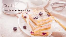  Presentation with powdered - Slide set featuring homemade-layer-cheesecake-with-blueberries background and a lemonade colored foreground