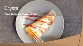  Presentation with ceramic - PPT theme enhanced with homemade-lemon-cake-with-strawberry background and a gray colored foreground