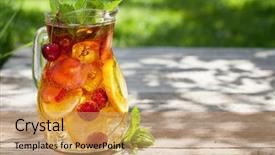  Presentation with lemonade - PPT theme having homemade lemonade or sangria background and a coral colored foreground