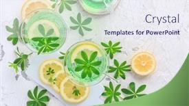  Presentation with lemonade - PPT theme with homemade-lemonade-with-sweet-woodruff background and a sky blue colored foreground