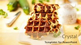  Presentation with diet low carb - Audience pleasing slides consisting of homemade-low-carb-zucchini-waffles backdrop and a blonde colored foreground