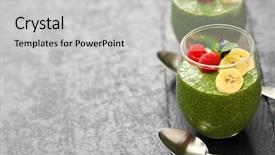  Presentation with matcha green tea - Amazing presentation theme having homemade matcha green tea chia backdrop and a light gray colored foreground