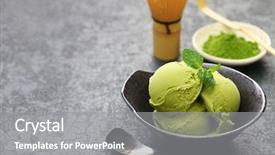  Presentation with matcha green tea - Beautiful presentation theme featuring homemade matcha green tea ice backdrop and a gray colored foreground