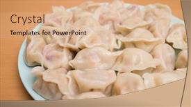  Presentation with dumpling - PPT theme enhanced with homemade-meat-dumpling-on-plate background and a  colored foreground
