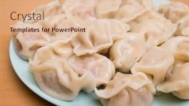  Presentation with dumpling - Presentation theme featuring homemade-meat-dumpling-on-plate background and a  colored foreground