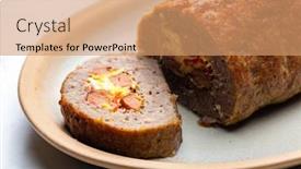  Presentation with meat - Presentation design with homemade-meat-loaf-filled background and a coral colored foreground