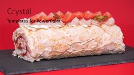  Presentation with roll - Presentation featuring homemade-meringue-roll-garnished background and a red colored foreground