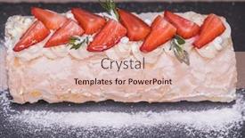  Presentation with roll - Presentation theme consisting of homemade-meringue-roll-garnished background and a coral colored foreground