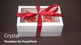  Presentation with strawberry - PPT theme with homemade-meringue-roll-garnished background and a dark gray colored foreground