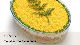  Presentation with salad - Slide set consisting of homemade mimosa salad mimosa day background and a coral colored foreground