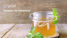  Presentation with jelly - Colorful theme enhanced with homemade-mint-jelly-in-glass backdrop and a coral colored foreground