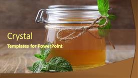  Presentation with jelly - Colorful presentation design enhanced with homemade-mint-jelly-in-glass backdrop and a tawny brown colored foreground