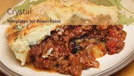  Presentation with rocket - PPT theme having homemade moussaka served with rocket salad background and a yellow colored foreground