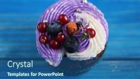  Presentation with blue cheese - Presentation theme with homemade-muffin-with-berries background and a ocean colored foreground